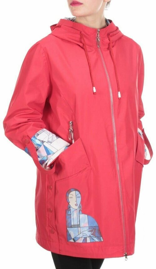 Куртка , женская демисезонная, средней длины, размер 48, красный