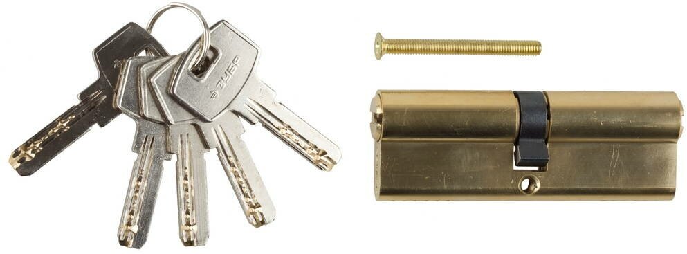 ЗУБР 90 мм, цвет латунь, 6-PIN, тип ключ-ключ, цилиндровый механизм (52105-90-1)