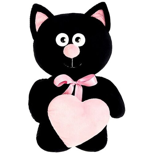 Мягкая игрушка «Котик с сердцем», цвет чёрный, 30 см искусственный мех барашек чёрный 50х160