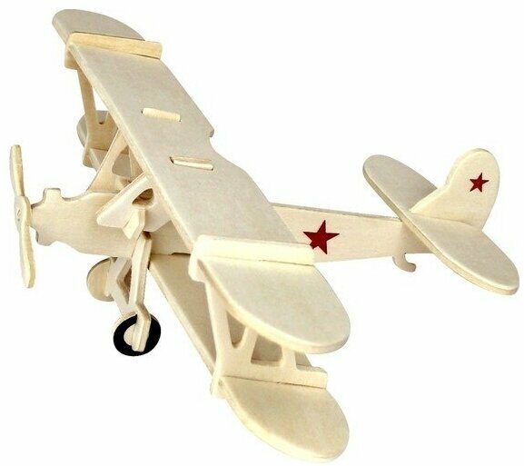 Биплан "Небесный тихоход", деревянная модель для сборки Wooden Toys 80040