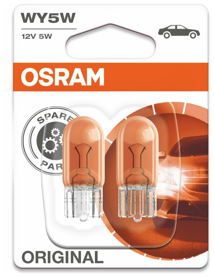 Лампа автомобильная накаливания OSRAM Original 2827-02B WY5W 12V 5W W2.1×9.5d 2 шт.