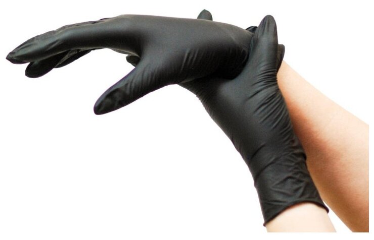Перчатки медицинские Нитриловые смотровые Basic Black, 50 пар/100 шт, размер L