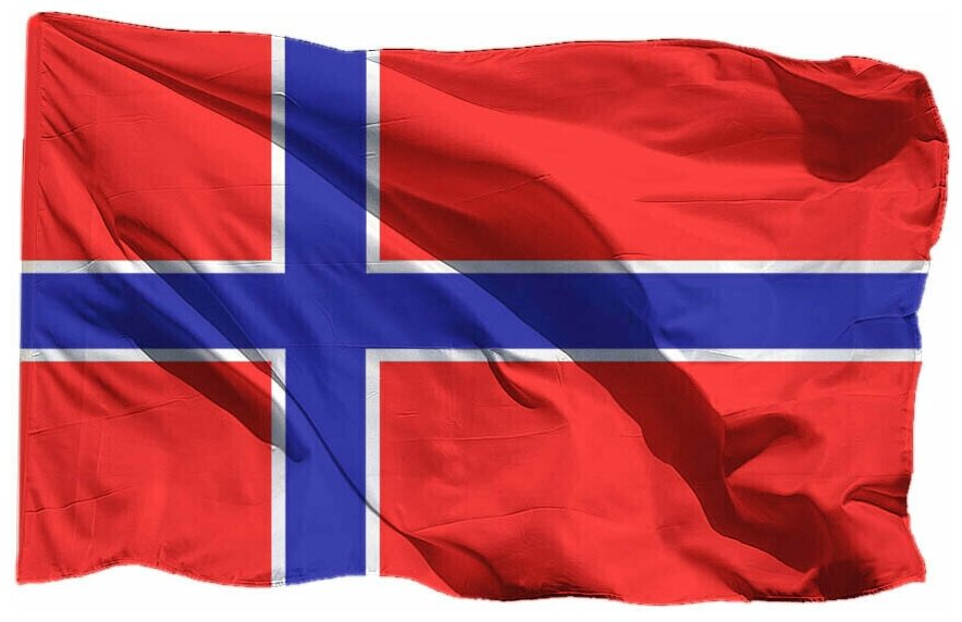 Флаг Норвегии на шёлке, 90х135 см - для ручного древка