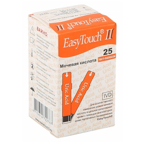 Купить Тест-полоски Изи Тач Мочевая Кислота №25 (Easy Touch), оранжевый