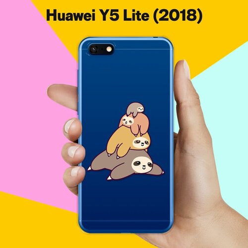 Силиконовый чехол 4 ленивца на Huawei Y5 Lite (2018)