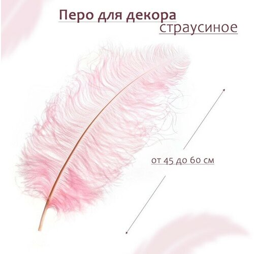 Перо для декора, длина: от 45 до 60 см, цвет розовый перо страуса s 400 3 40 45 см цв розовый