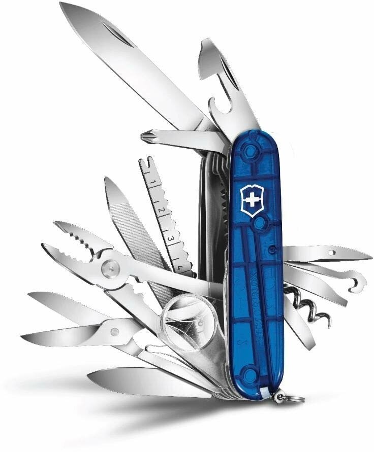 Нож Victorinox SwissChamp, 91 мм, 33 функции, полупрозрачный синий, 1.6795. T2