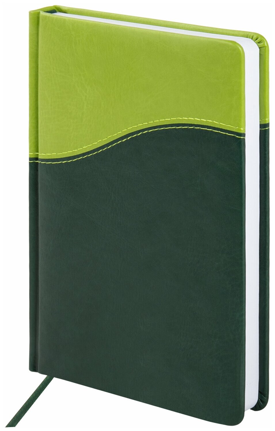 Ежедневник недатированный А5 138х213 мм BRAUBERG "Bond" под кожу, 160 л, зеленый/салатовый, 126219