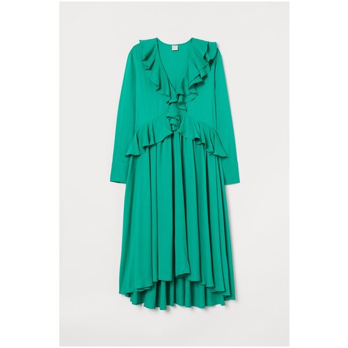 Платье H&M, вискоза, до колена, размер XS, зеленый