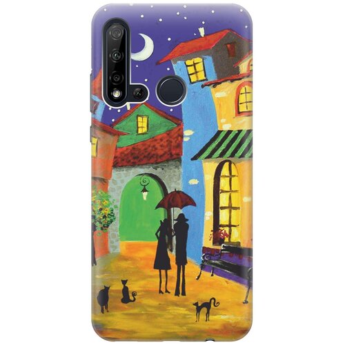 фото Re:paчехол - накладка artcolor для huawei nova 5i / p20 lite (2019) с принтом "разноцветный город"