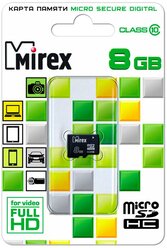 Карта памяти Mirex microSDHC Class 10 8 GB, чтение: 22.5 MB/s, запись: 10 MB/s