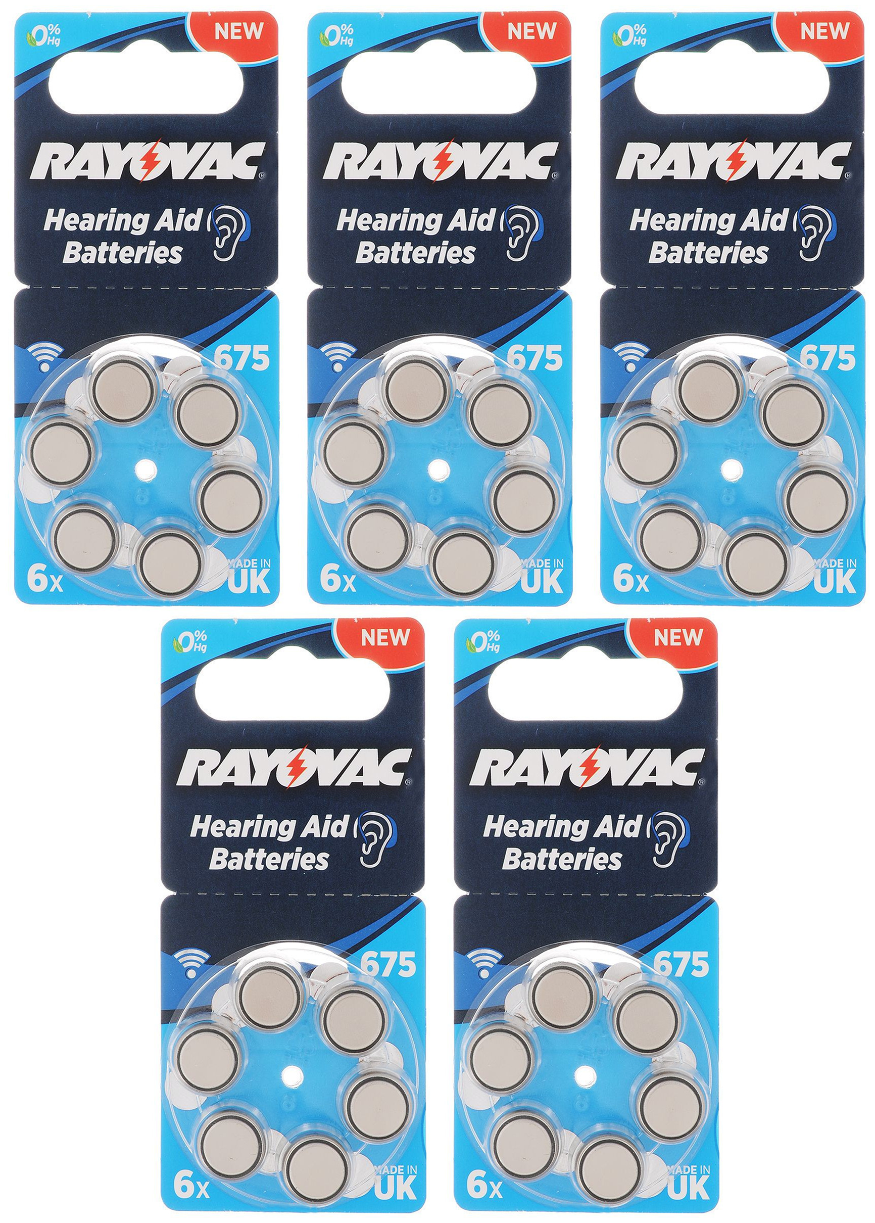Батарейки Rayovac Extra 675 (PR44) для слуховых аппаратов, 5 блистеров (30 батареек)
