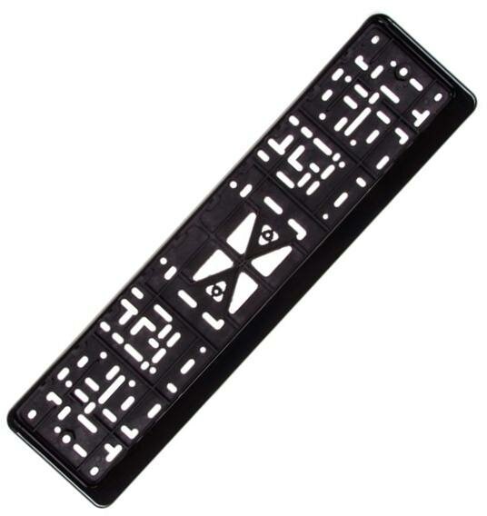 Рамка номерного знака пластмассовая с защёлкой SKYWAY (без надписи) полированная Черная