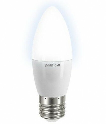 Лампа светодиодная gauss elementary 33216, E27, C35, 6 Вт, 2700 К