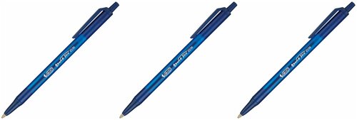 BIC Ручка шариковая автоматическая Round Stic Clic, синий, 3шт