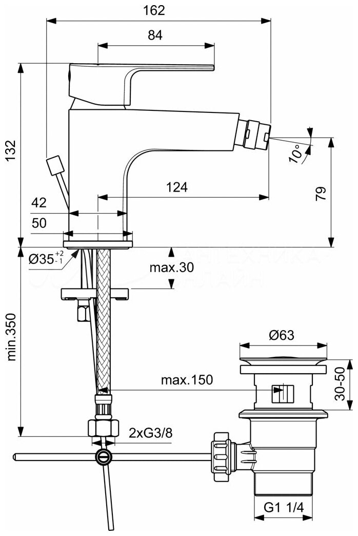 Смеситель Ideal Standard Cerafine D для биде, хром - фото №8