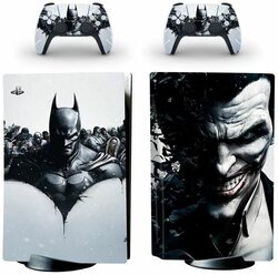 Наклейка виниловая защитная на игровую консоль Sony PlayStation 5 Disc Edition Batman&Joker DC полный комплект геймпады
