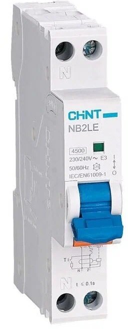 CHINT Диф. авт. выкл. NB2LE 1P+N 20A 30mA 1мод., х-ка С, электронный тип AС, 6kA 689003