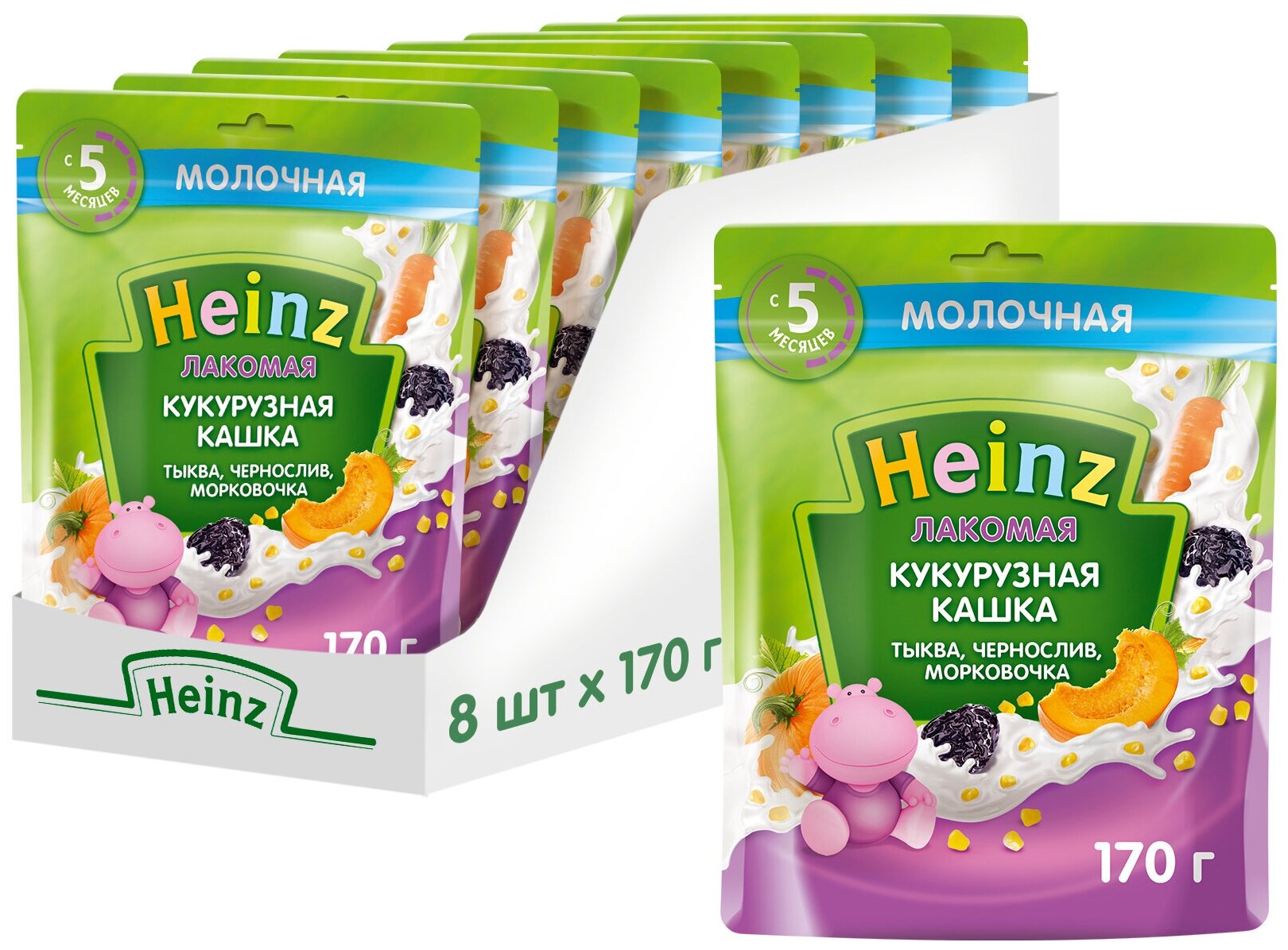 Кашка Heinz Лакомая кукурузная: тыква, морковь, чернослив, 170гр - фото №14