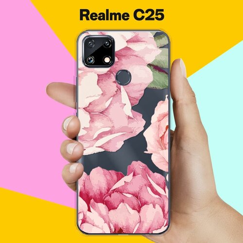 Силиконовый чехол на Realme C25 Пионы / для Реалми С25 силиконовый чехол на realme c25 реалми c25 пионы new