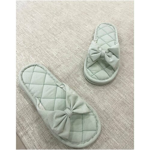 фото Тапочки домашние женские versalise decor, 37-39 размер, однотонные, мягкие, светло-зеленые
