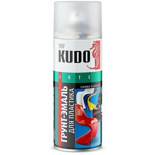 Грунт-эмаль акриловая аэрозольная для пластика Kudo KU-6006, 520 мл, красная