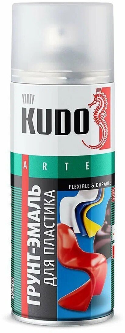 Грунт-эмаль акриловая аэрозольная для пластика Kudo KU-6006, 520 мл, красная