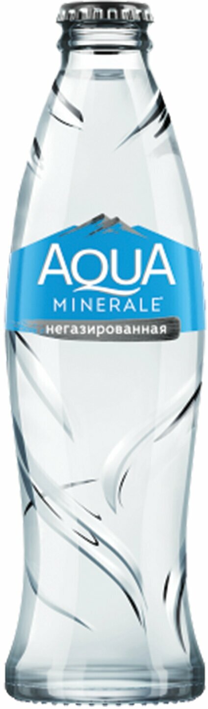 Вода негазированная питьевая AQUA MINERALE 0,26 л, стеклянная бутылка, 27414.
