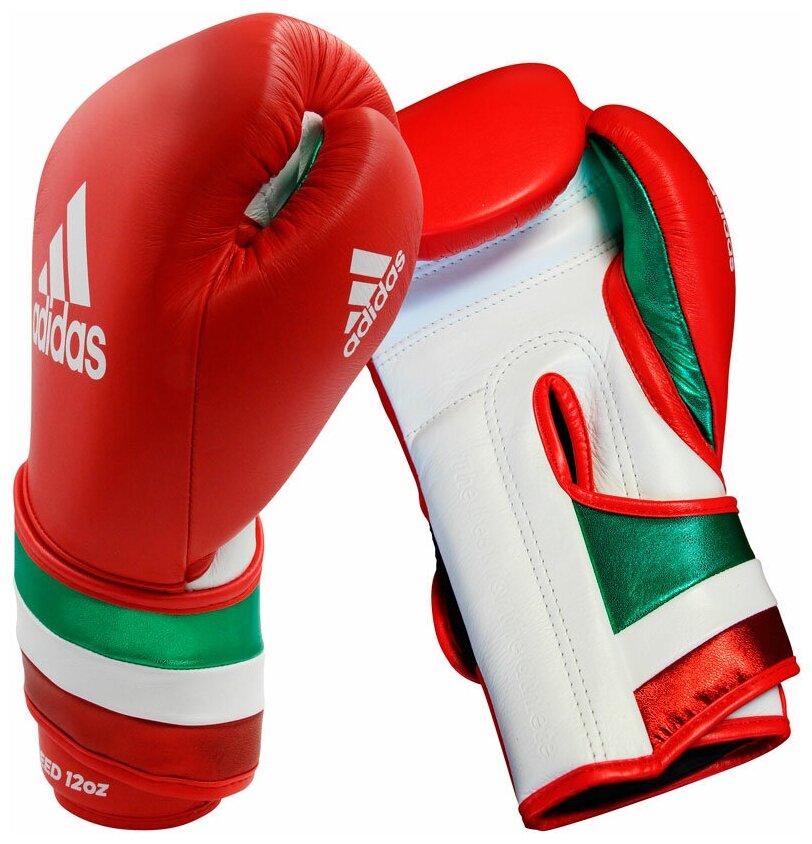 AdiSBG501PRO Перчатки боксерские AdiSpeed красно-бело-зеленые - Adidas - Красный - 14 oz
