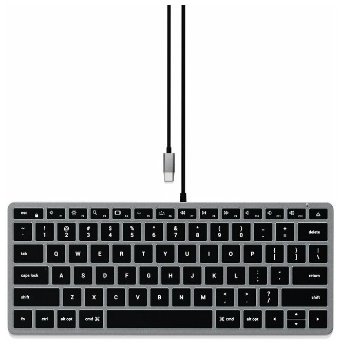 Клавиатура проводная Satechi Slim W1 USB-C Wired Keyboard-RU. Раскладка - Русская. Цвет- Серый космос.