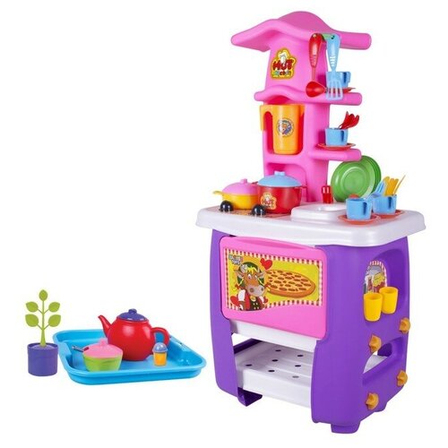 Наборы повара Zarrin Toys Кухня игровая Hut Kitchen, с набором, 45 предметов, цвет фиолетово-розовый машины zarrin toys автобус школьный