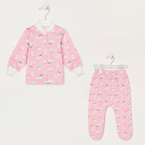 фото Комплект одежды детская линия для девочек, кофта и ползунки, повседневный стиль, размер 44, розовый