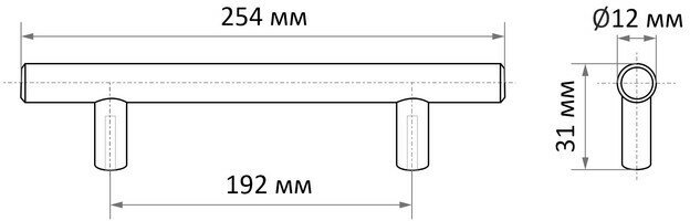 CAPPIO Ручка-рейлинг, d=12 мм, м/о 192 мм, цвет сатиновый никель