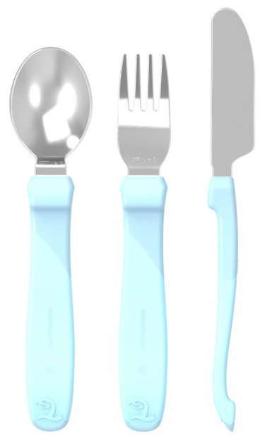 Набор приборов Twistshake Learn Cutlery Stainless Steel с 12 мес пастельный синий