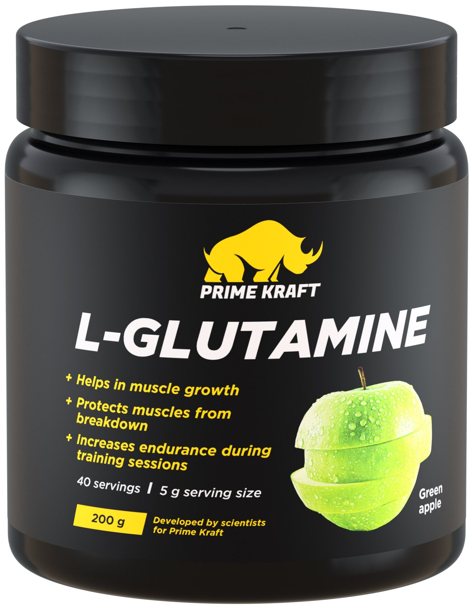 Аминокислоты PRIMEKRAFT Глютамин L-Glutamine Дикая вишня, 200 г / 40 порций