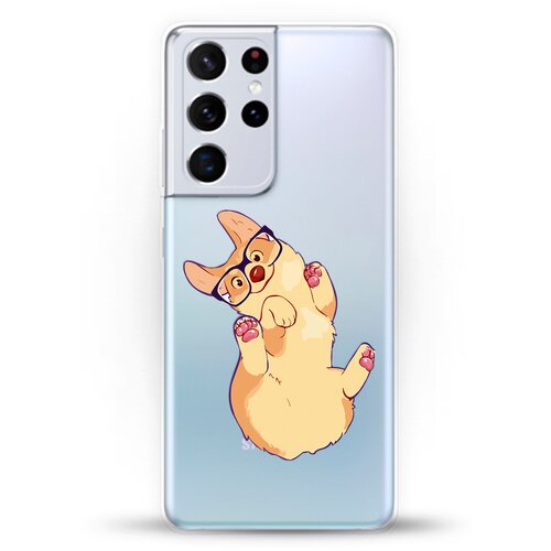 фото Силиконовый чехол корги в очках на samsung galaxy s21 ultra andy & paul