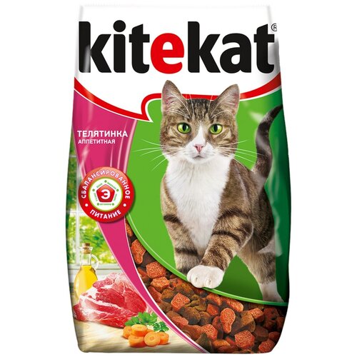 Корм сухой для кошек KITEKAT с аппетитной телятинкой, 800г, 5 упаковок kitekat kitekat сухой корм для взрослых кошек с аппетитной телятинкой 800 г