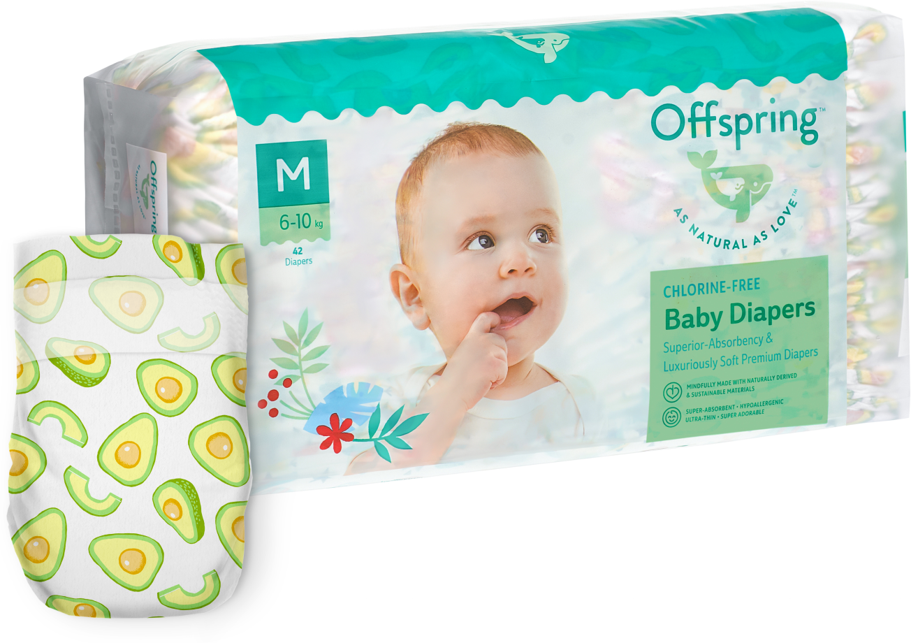 Offspring подгузники, M 6-10 кг. 42 шт. расцветка Авокадо