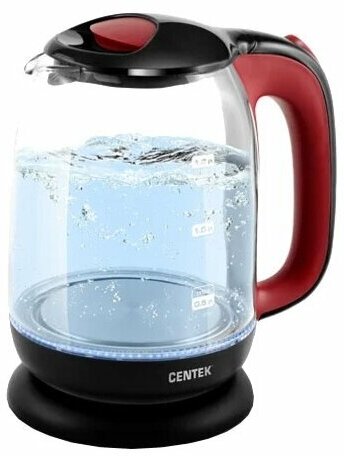 Чайник Centek CT-0034 Black стекло, 1.8л, 2200Вт, внутренняя LED подсветка, кнопка