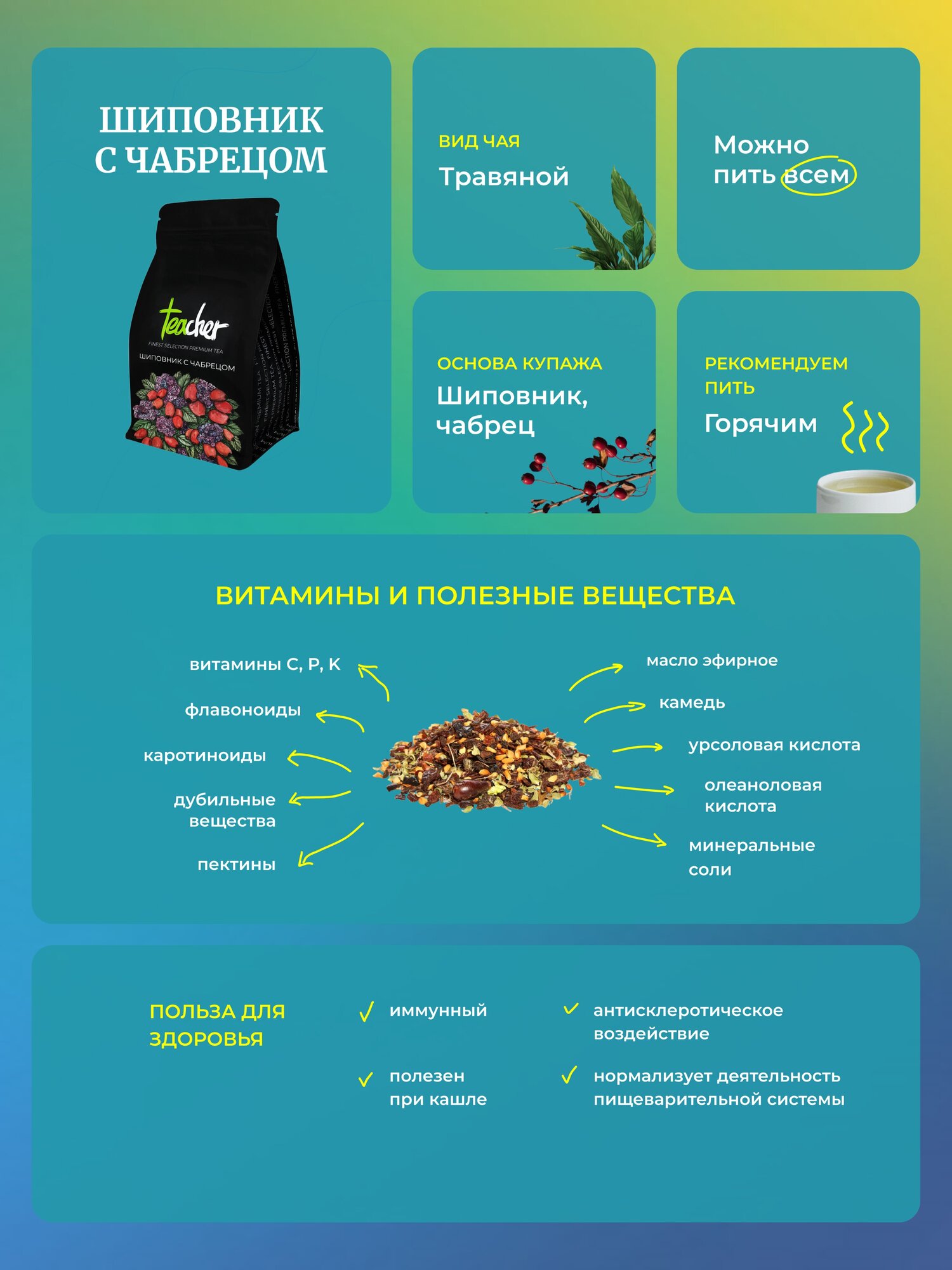Чай TEACHER 500 г фруктовый травяной натуральный рассыпной весовой - фото №4