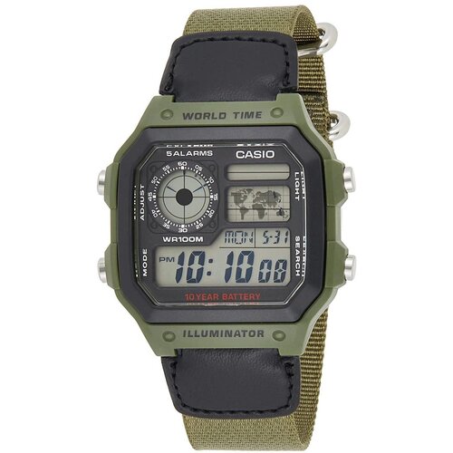 фото Наручные часы casio наручные часы casio ae-1200whb-3b, зеленый, хаки