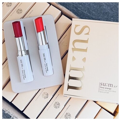 Su: m37 влажный, ухаживающий бальзам для губ Time Energy Moist Lip Balm Red &Coral