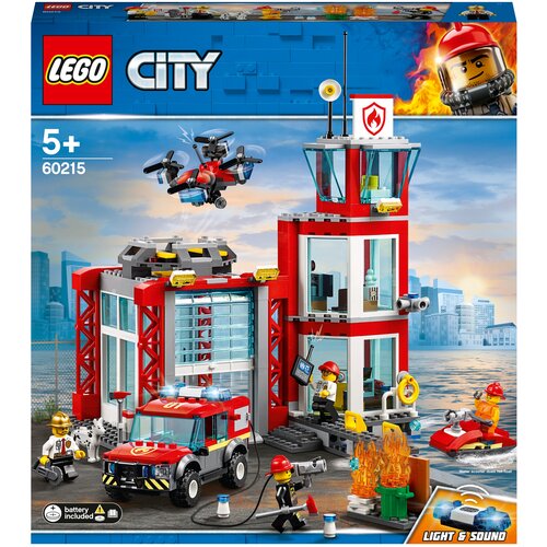 lego city 7208 пожарное депо Конструктор LEGO City 60215 Пожарное депо, 509 дет.