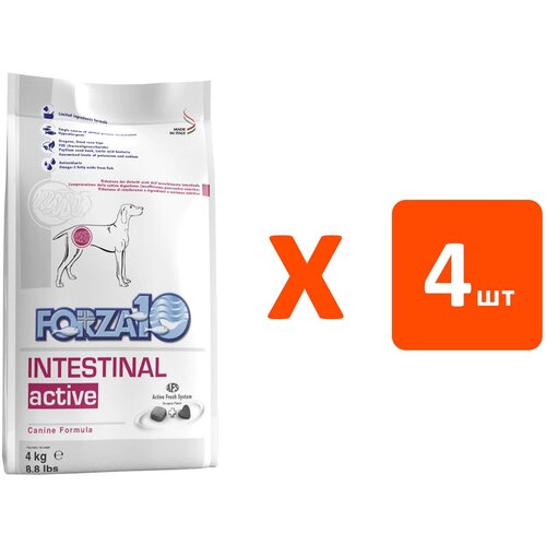 FORZA10 DOG INTESTINAL ACTIVE для взрослых собак всех пород при заболеваниях желудочно-кишечного тракта (4 кг х 4 шт) forza10 dog condro active для взрослых собак всех пород при заболеваниях опорно двигательного аппарата 10 10 кг