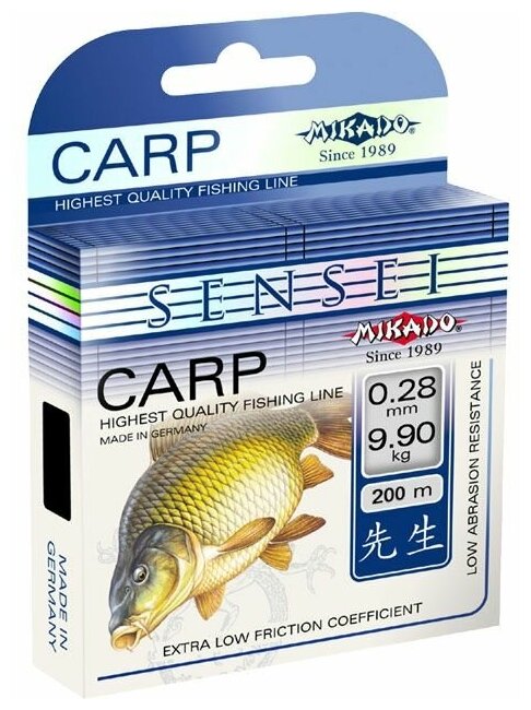 Леска мононить Mikado SENSEI CARP 0,34 (200 м) - 12.80 кг. ZCP-034