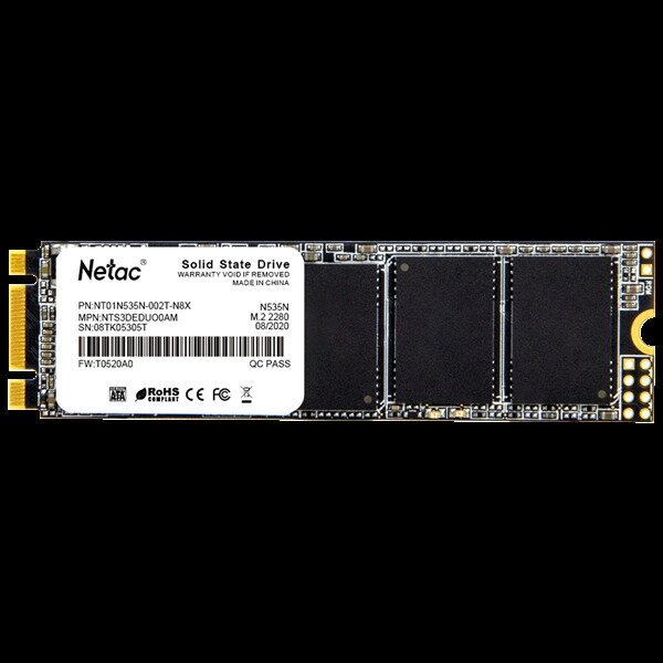 Внутренний SSD-накопитель Netac N535N 2TB M2 2280, SATA-III, 3D TLC, Черный NT01N535N-002T-N8X - фото №5