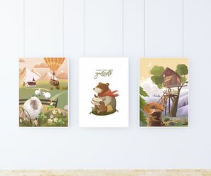 Набор плакатов "Маленький мир" 3 шт. / Набор интерьерных постеров формата А3 (30х42 см) без рамы