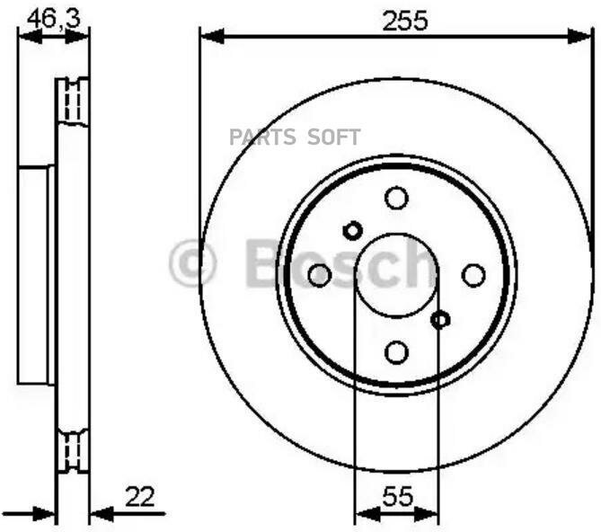 BOSCH 0986479430 Диск торм. пер. вент.[255х22] 4 отв.