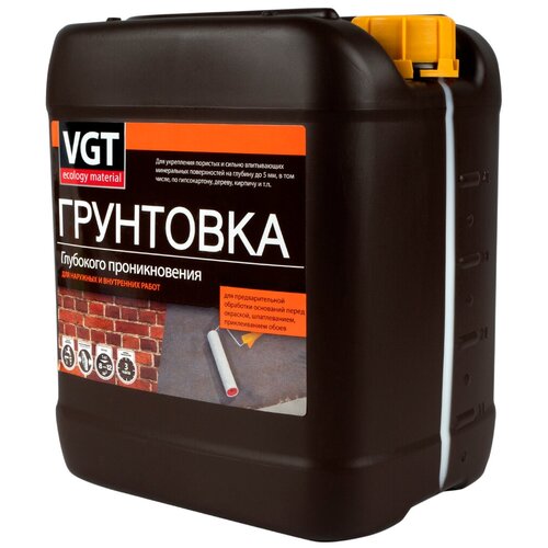 грунтовка антисептирующая vgt 5кг VGT ВД-АК-0301 грунтовка глубокого проникновения для внутренних и наружных работ (5кг)