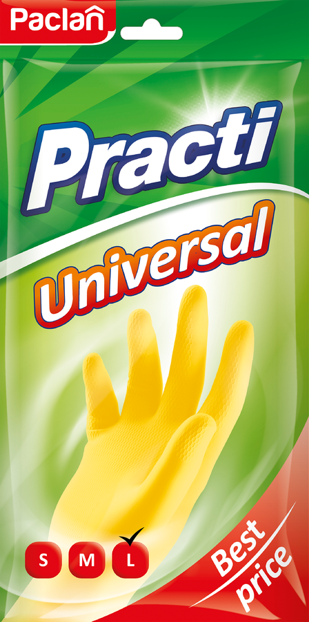 Перчатки хозяйственные PACLAN Practi Universal желтые, размер L